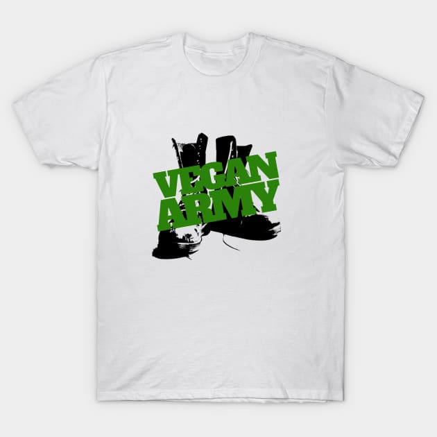 VEGAN ARMY BOOTS LOGO [OD] T-Shirt by Vegan Army